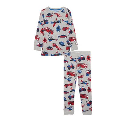 Boys Grey Vehicle Print Pyjama Set - 