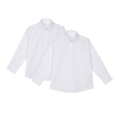 Debenhams - 'Set of 2 girls' white long sleeve regular fit school blouses