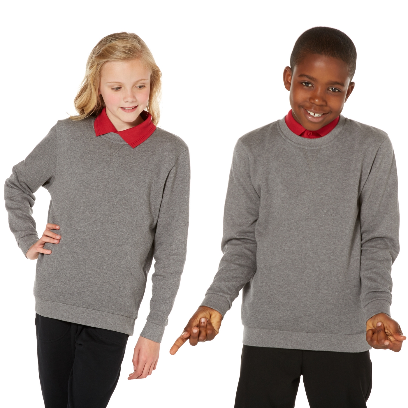 Unisex grey school uniform crew neck sweater