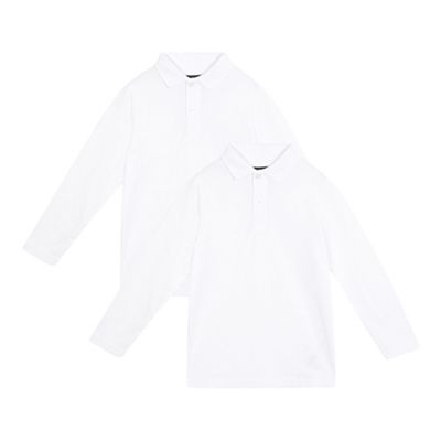 Debenhams - Pack of two children's white long sleeved school polo shirts