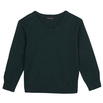 Debenhams - Children's dark green V neck jumper