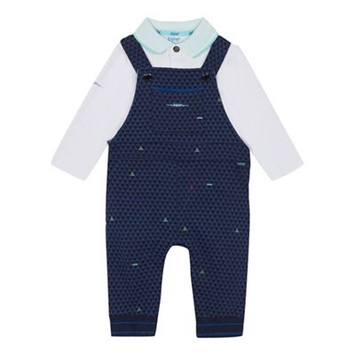 Baker by Ted Baker - Baby boys' blue dungarees and polo shirt set