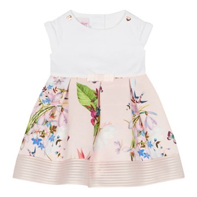 Baker By Ted Baker Baby Girls Light Pink Floral Print Mock Dress
