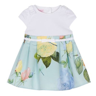 Baker by Ted Baker - 'Baby girls' light green rose print dress