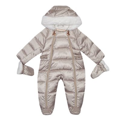 Baker by Ted Baker - Baby girls' silver padded shower resistant snowsuit