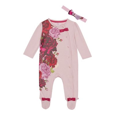 Baker by Ted Baker - Baby girls' pink floral sleepsuit and headband