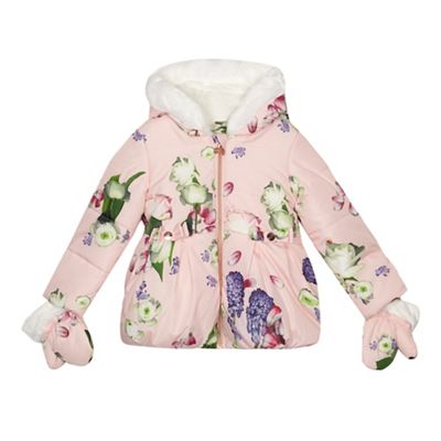 Baker by Ted Baker - 'Girls' light pink floral print coat