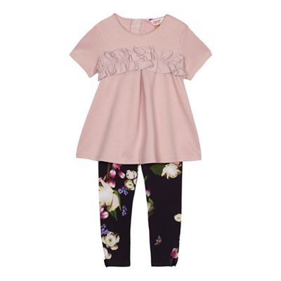 Baker by Ted Baker - 'Girls' pink frill top and leggings set
