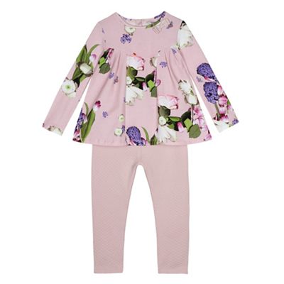Baker by Ted Baker - Girls' light pink floral print top and leggings set