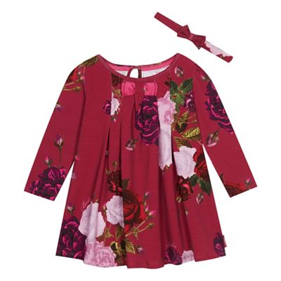 Baker by Ted Baker - Girls' dark pink jersey dress and headband set