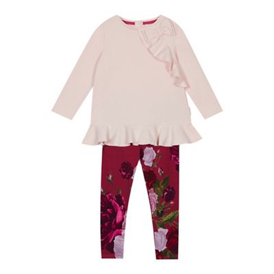 Baker by Ted Baker - Girls' pink top and floral print leggings