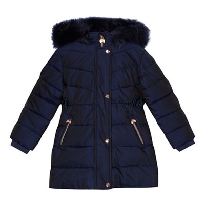 Baker by Ted Baker - Girls' navy padded shower resistant longline coat