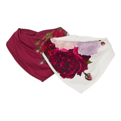 Baker by Ted Baker - 2 pack baby girls' off white and pink bibs