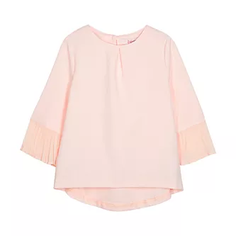 NEW Girls Dressy Top Small 6-6X Batwing Open Shoulder Pink Sheer Layered Shirt