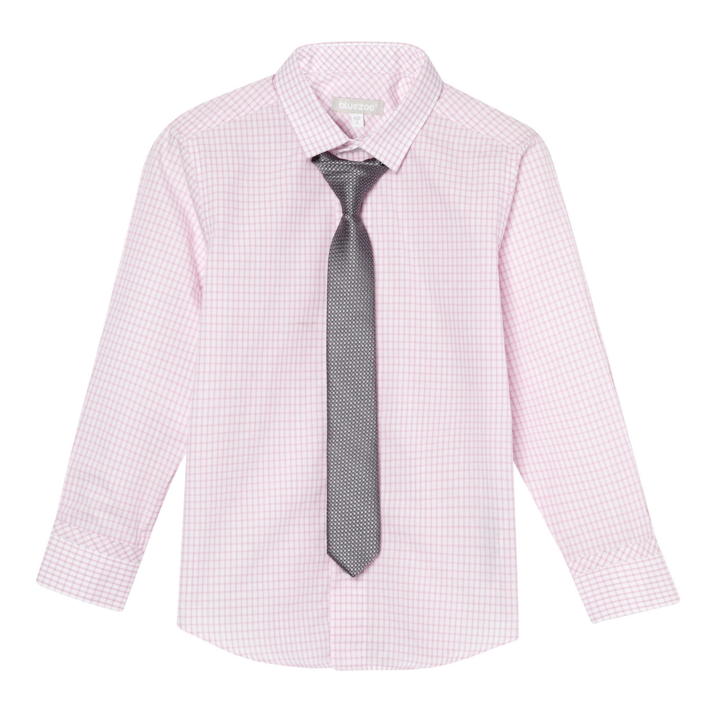 bluezoo Boys pink gingham shirt and tie set