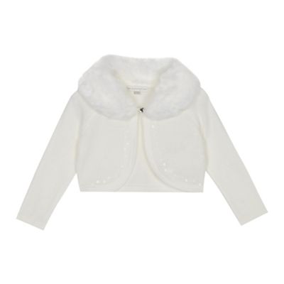RJR.John Rocha - Girls' ivory faux fur collar cardigan