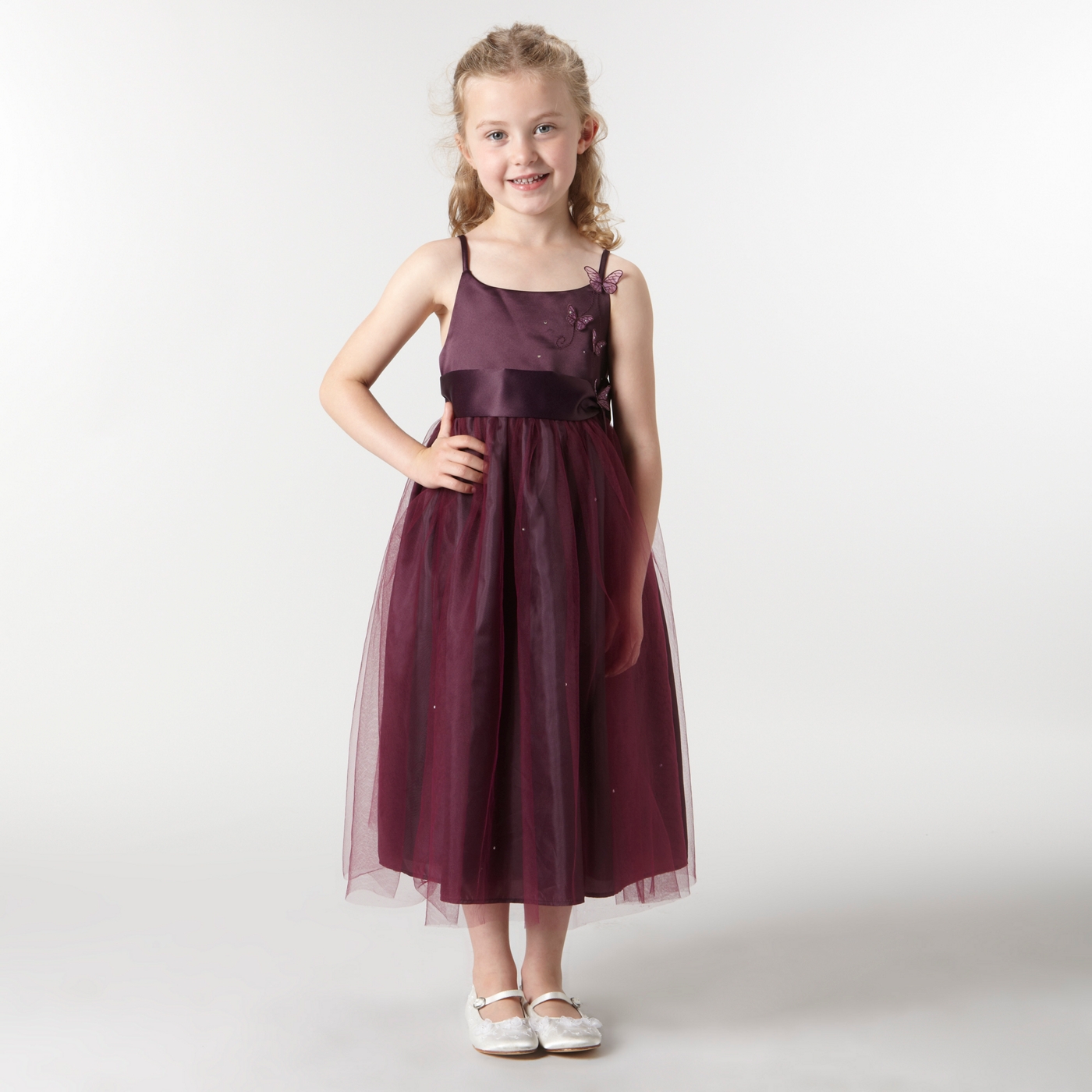 Tigerlily Girls plum butterfly detail dress