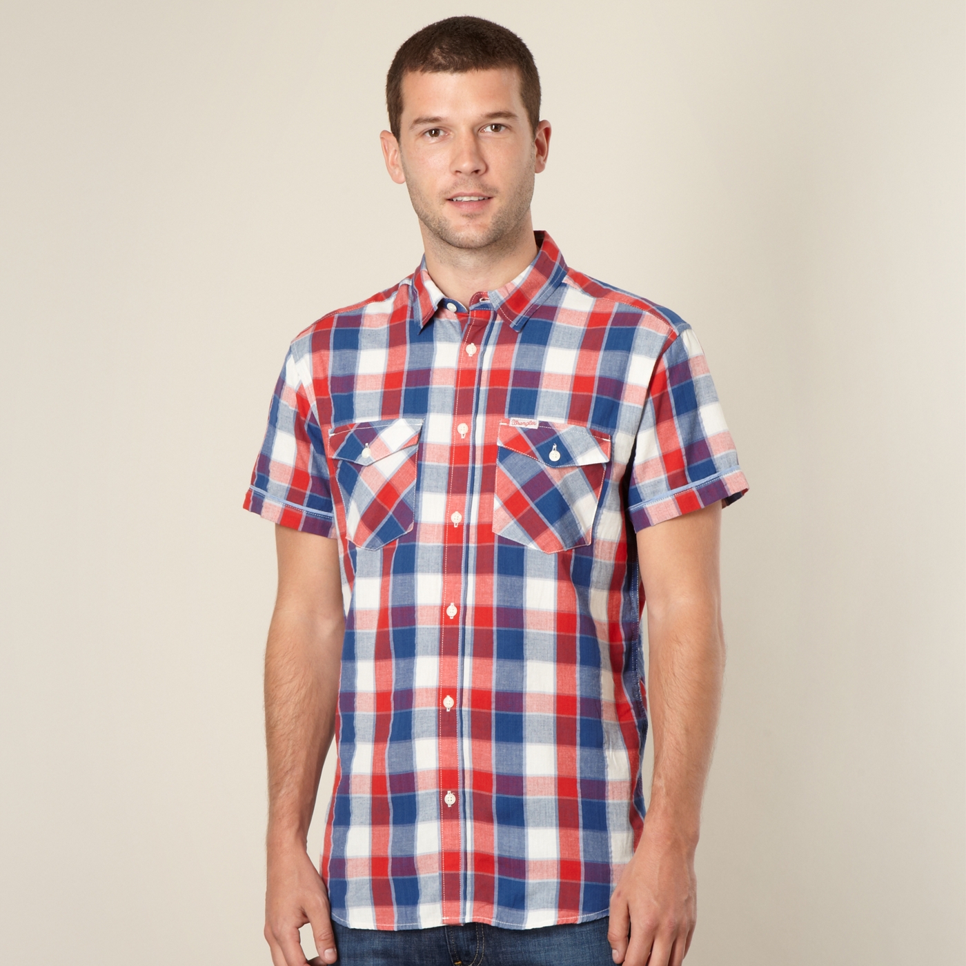 Wrangler Big and tall red bold check shirt