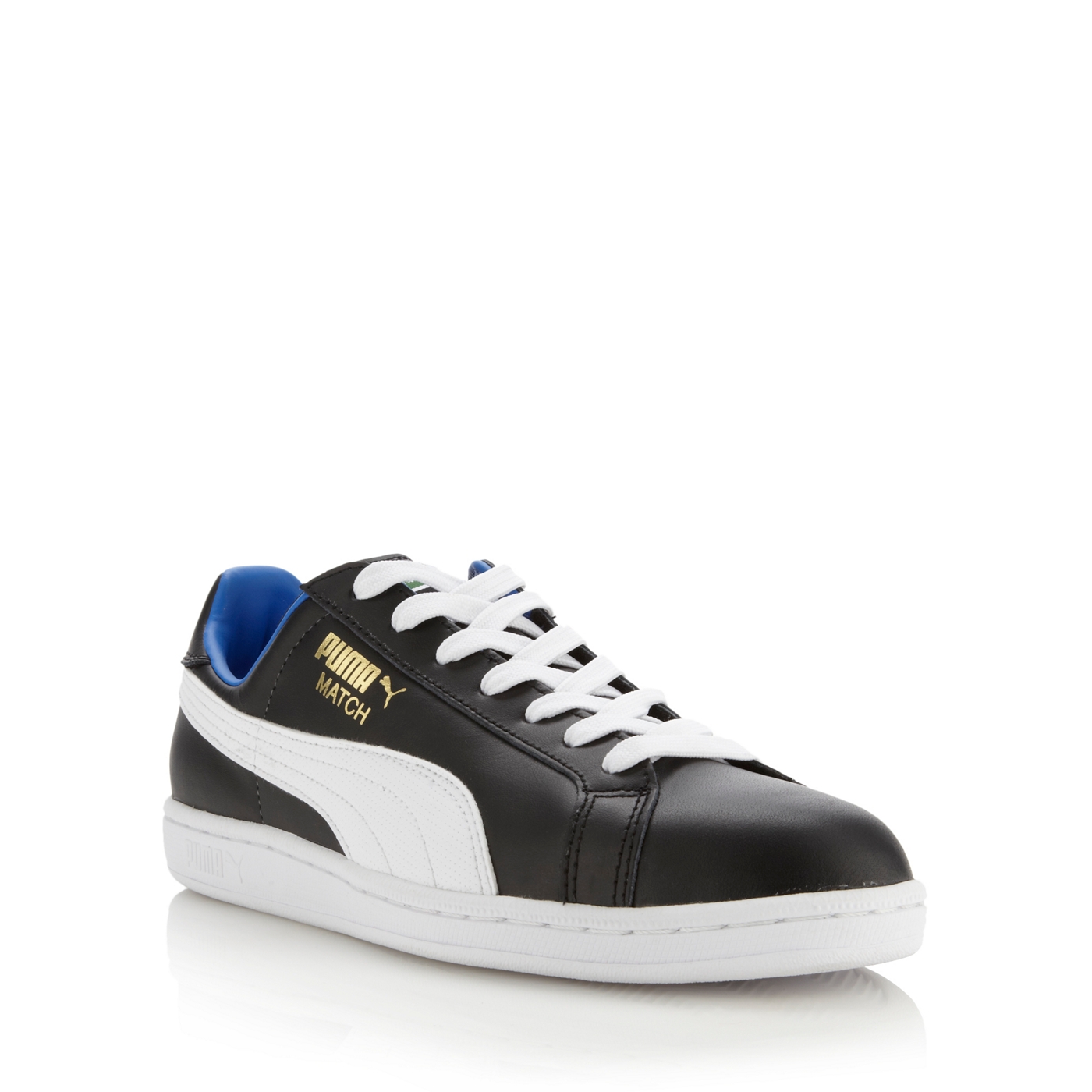 Puma Black leather logo trainers