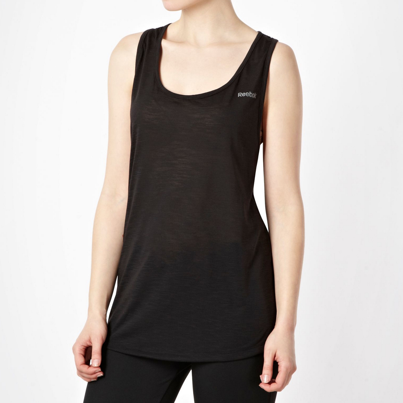 Reebok Black textured twist back tank top