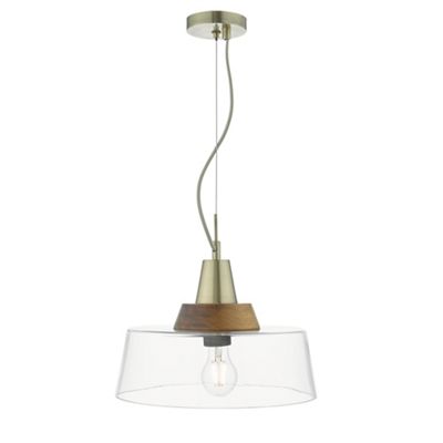 Shoptagr Debenhams Clear Glass And Wood Leon Pendant