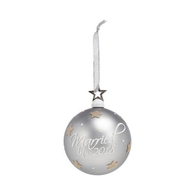 Debenhams - Silver matte 'Married in 2018' bauble