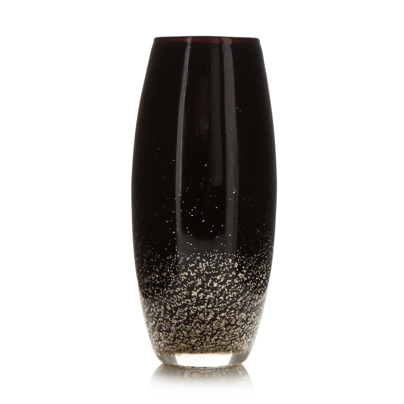 Star by Julien Macdonald Designer black glass glitter vase