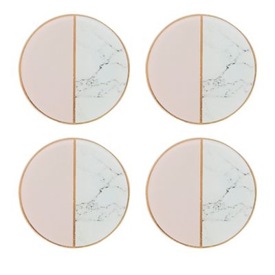 Pack of 4 multi-coloured marble effect coasters