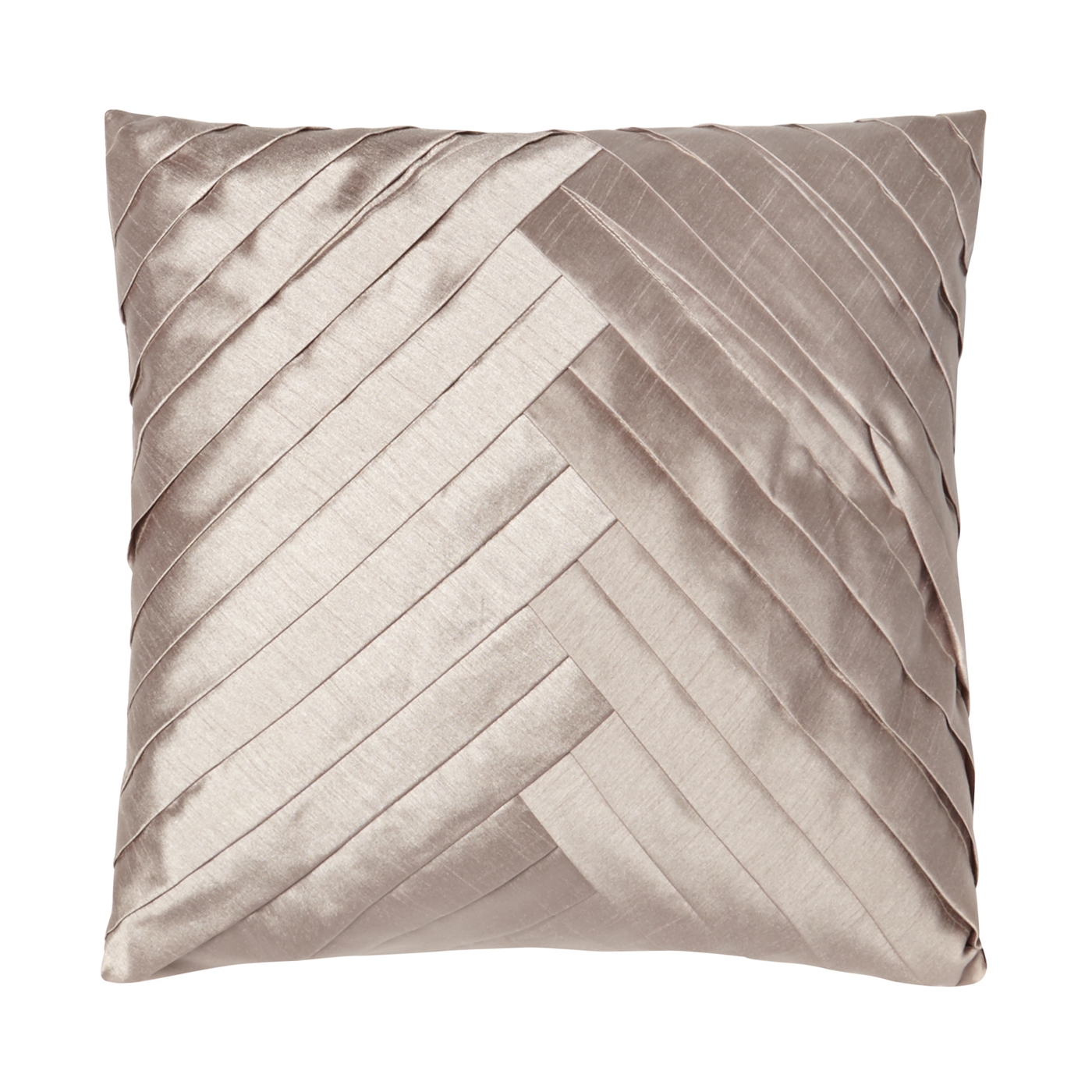 Taupe chevron pintuck satin cushion