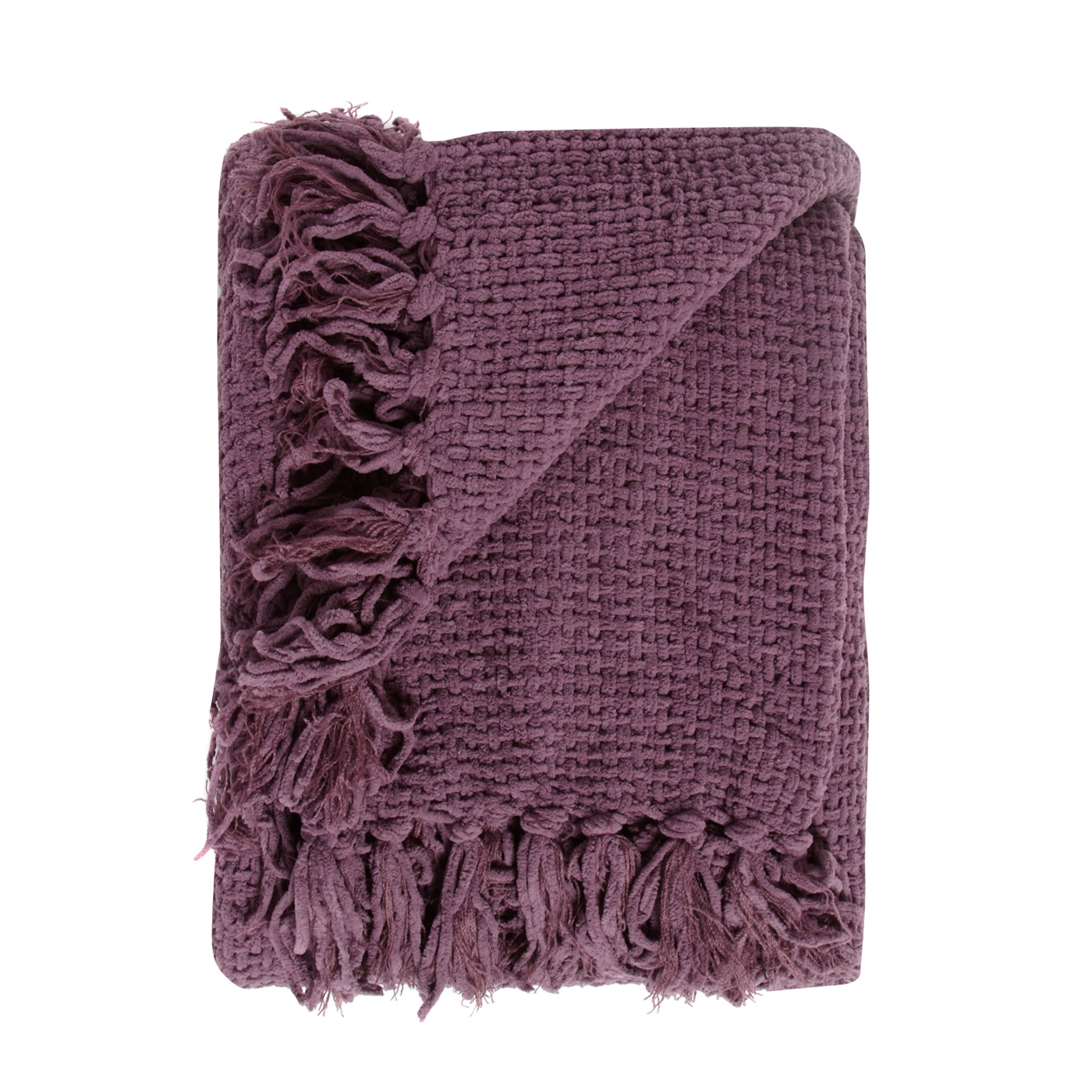 Purple chunky chenille throw