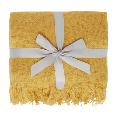Home Collection - Mustard faux mohair tassel throw