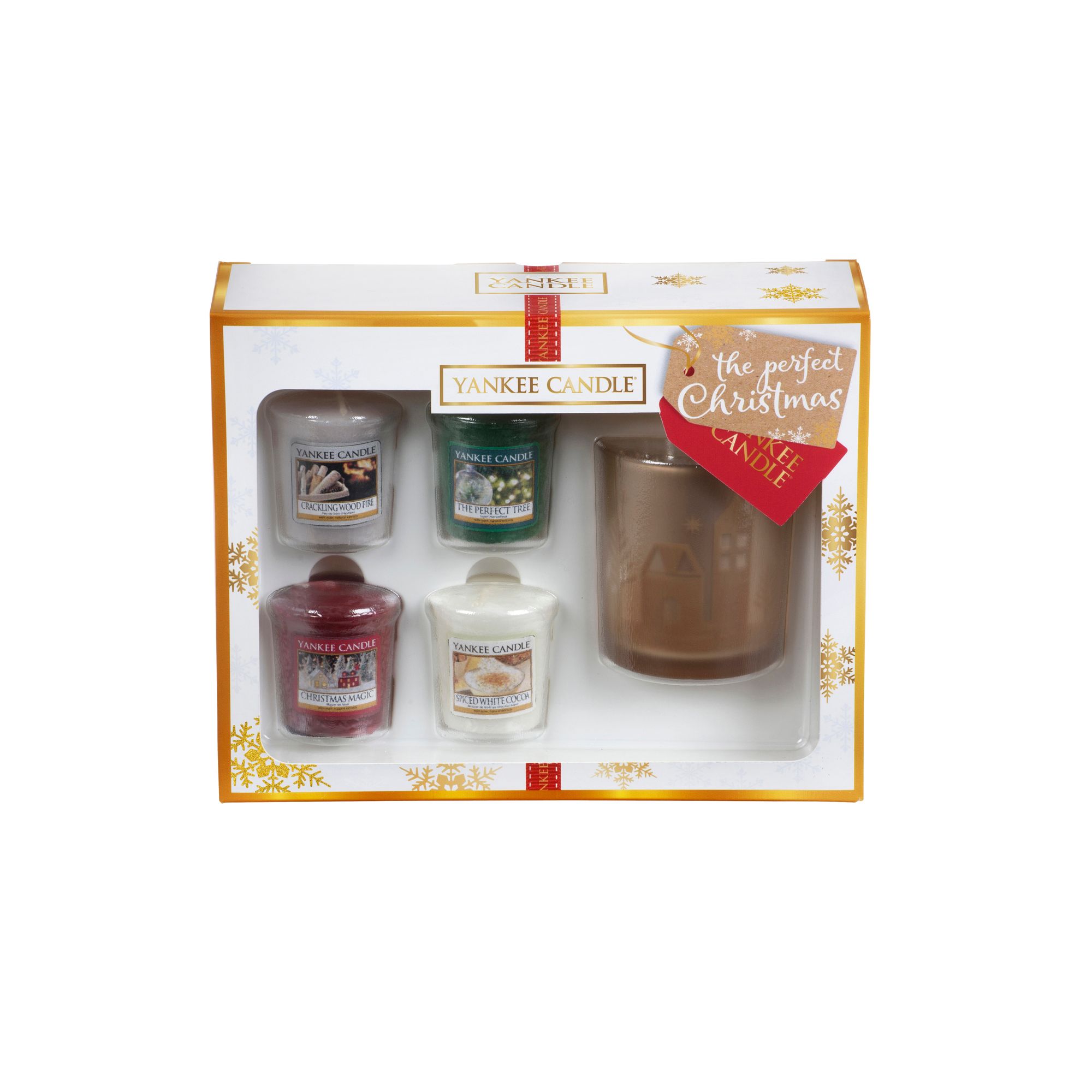 Yankee Candle Pack Of 4 Christmas Scented Candles And Votive Holder