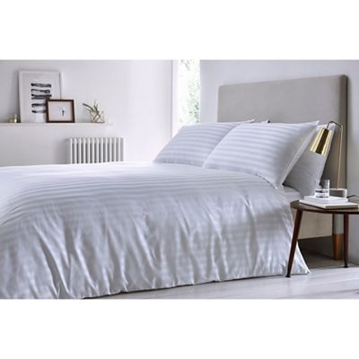 J by Jasper Conran - White 'Sateen stripe' duvet set