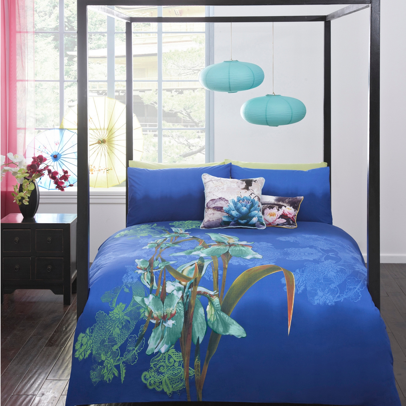 Butterfly Home by Matthew Williamson Designer blue Iris bedding set