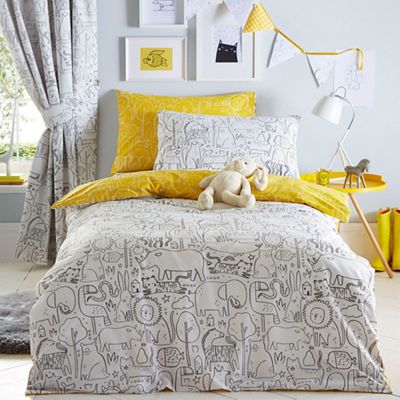 bluezoo - Multicoloured 'Scribble' sketchy animal bedding set