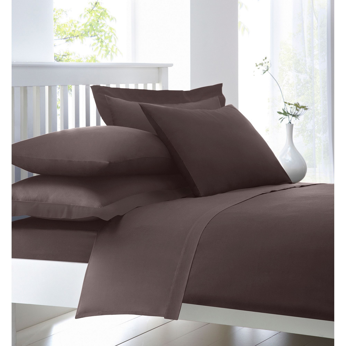 Light brown cotton rich percale bed sheets