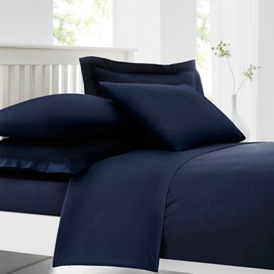 Home Collection - Navy cotton rich percale fitted sheet