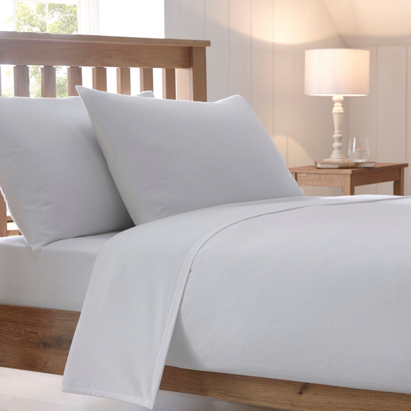 White brushed cotton bedsheets