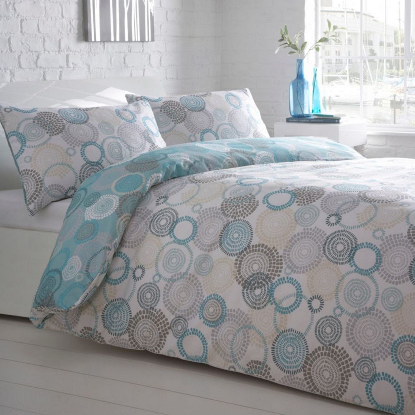 Aqua Mosaic Circles bedding set