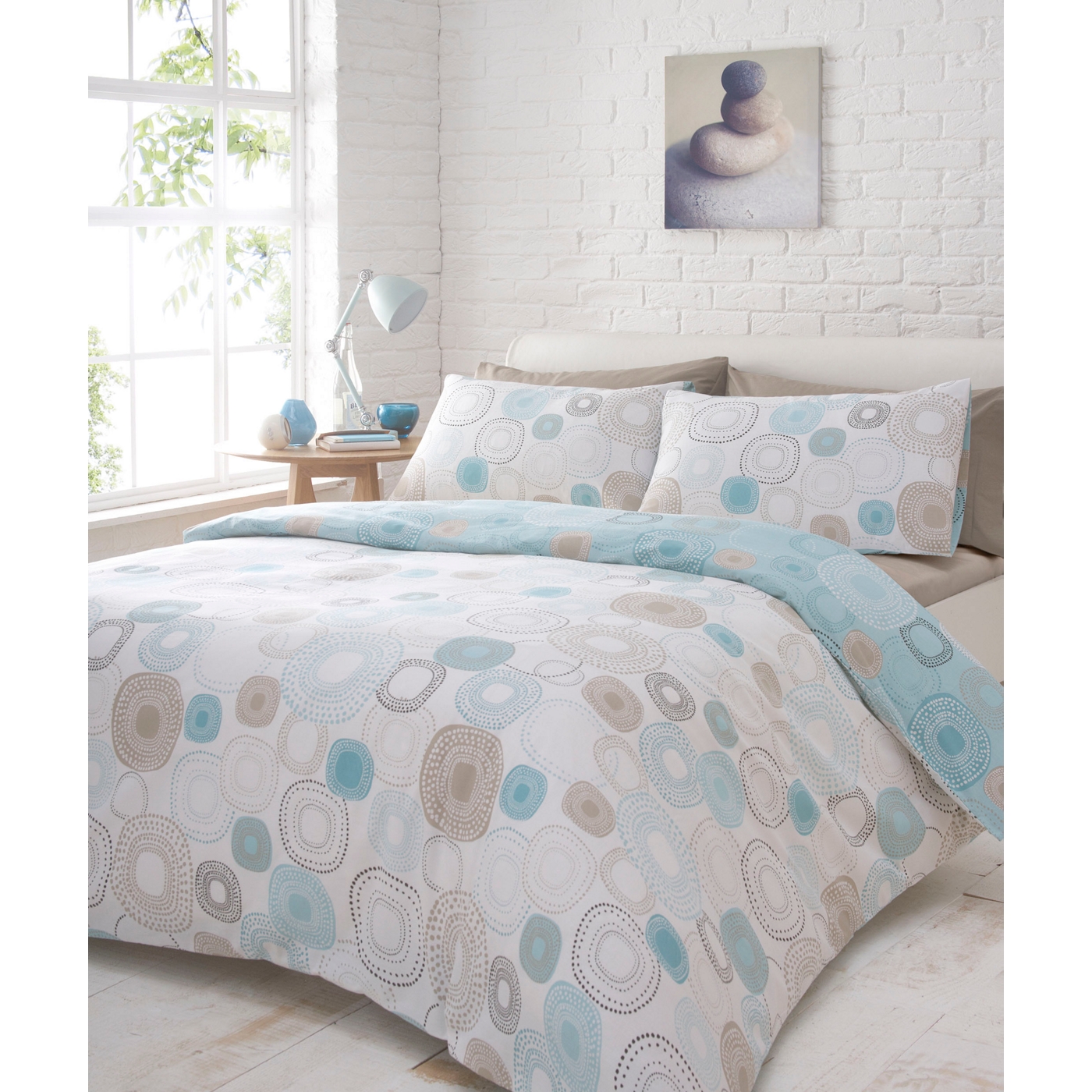 Aqua echo circles bedding set