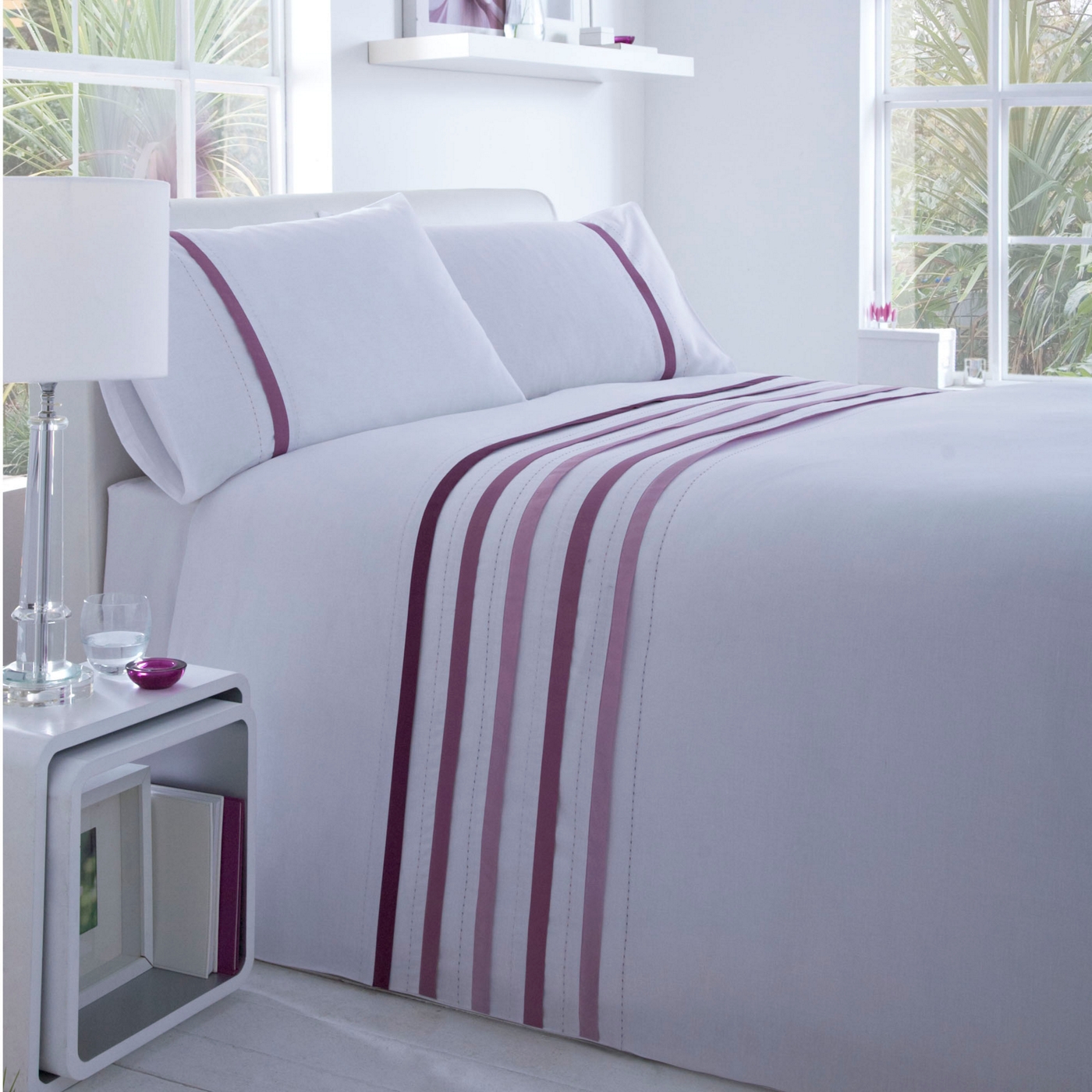 White Ellis pleated bedding set