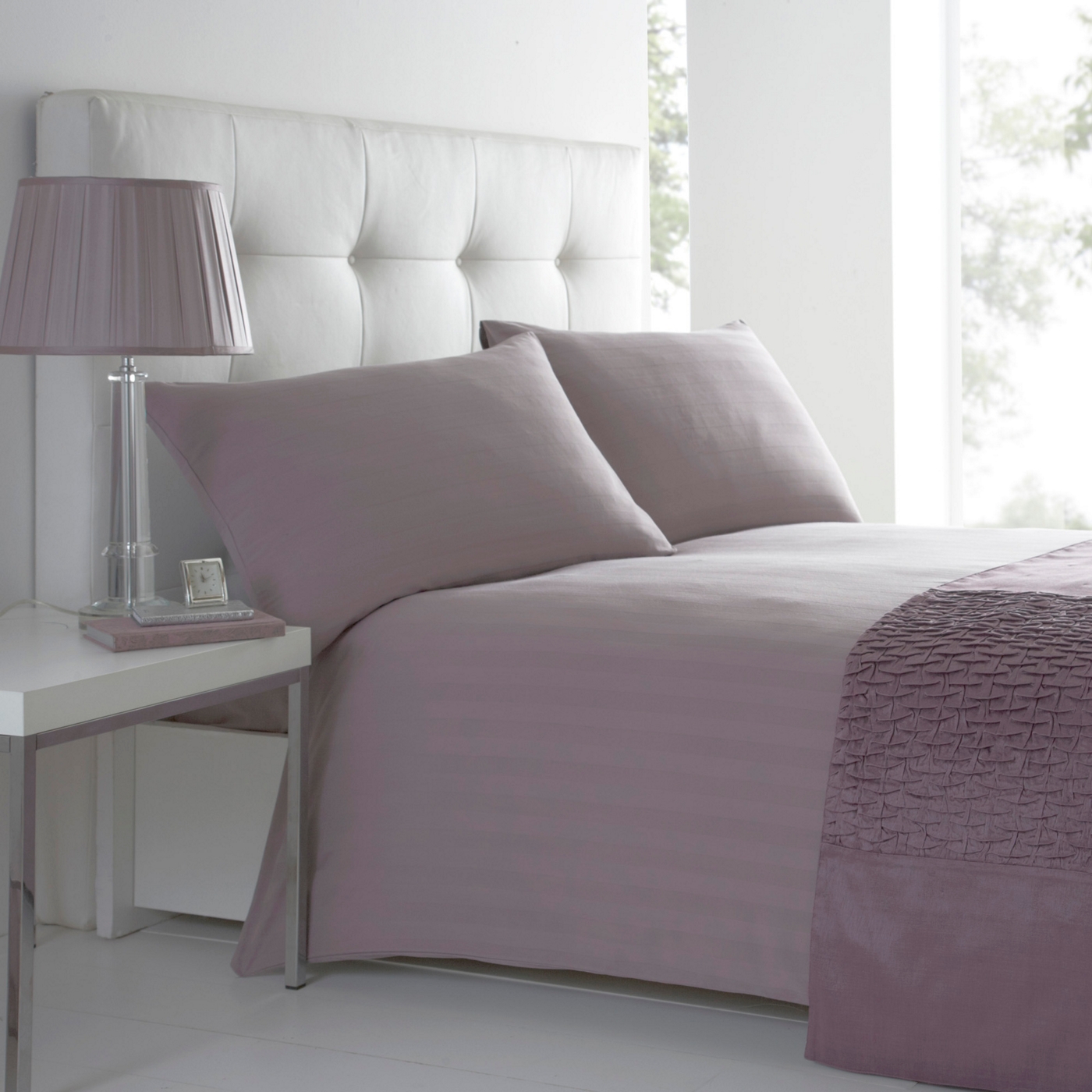 J by Jasper Conran Lilac sateen stripe bed linen