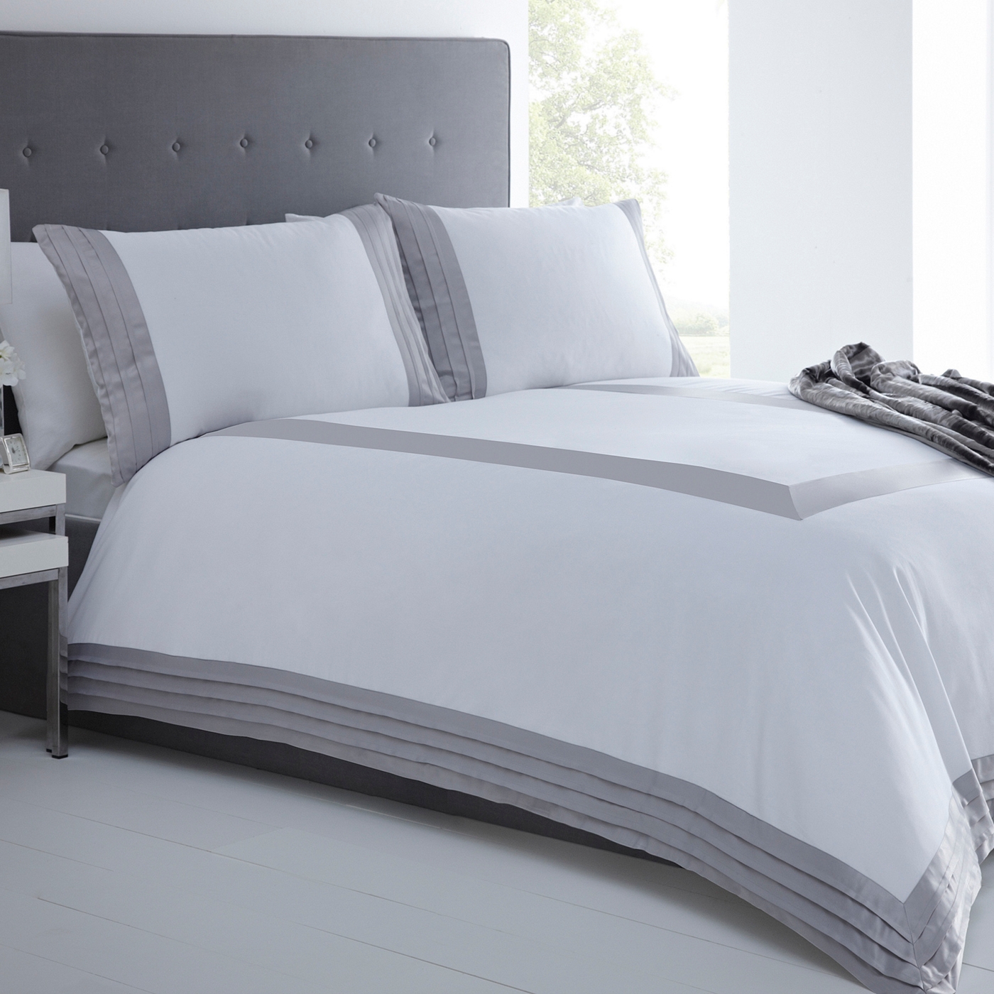 J by Jasper Conran Silver Milford pleated bedding set