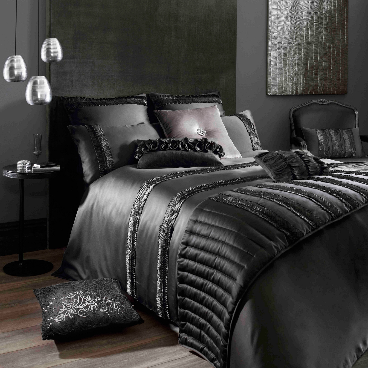 Kylie Minogue at home Kylie Minogue Black Cassia bed linen