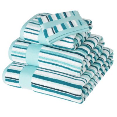 Aqua narrow striped bathroom towels - Debenhams.com