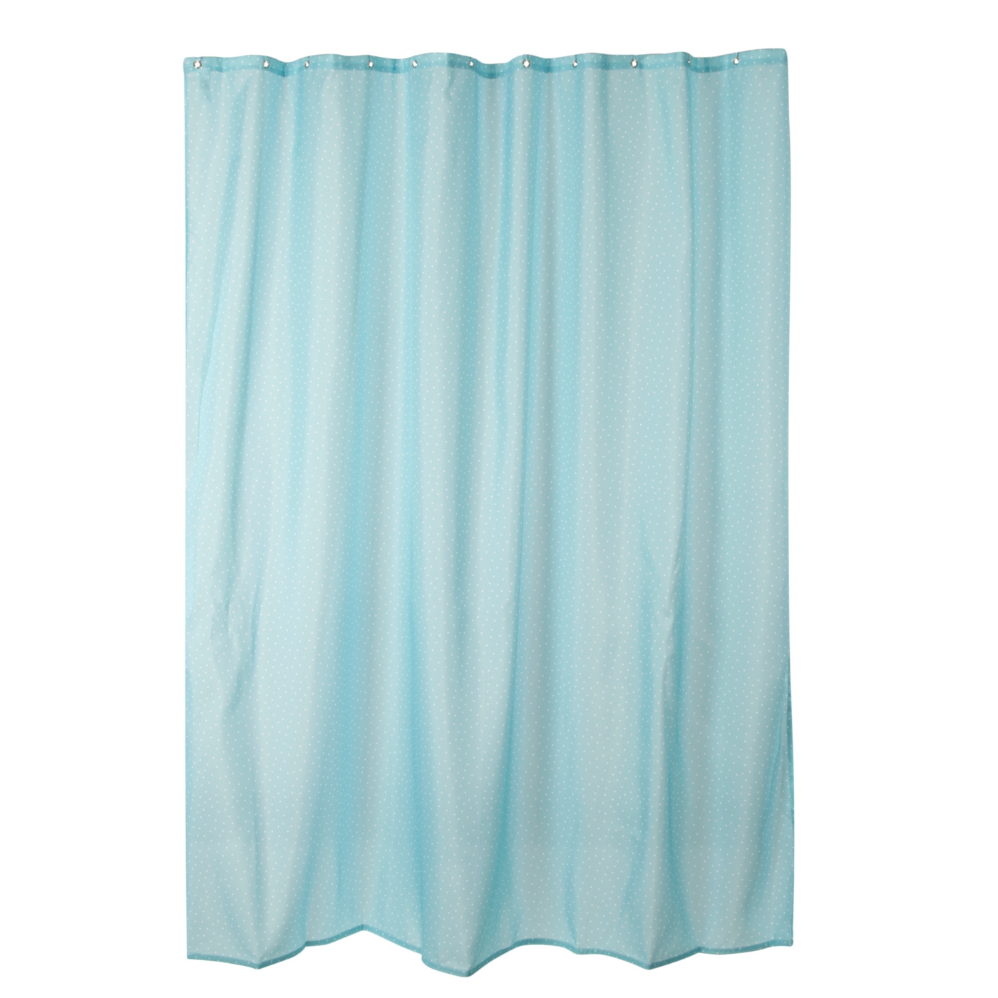 Light blue polka dot printed shower curtain