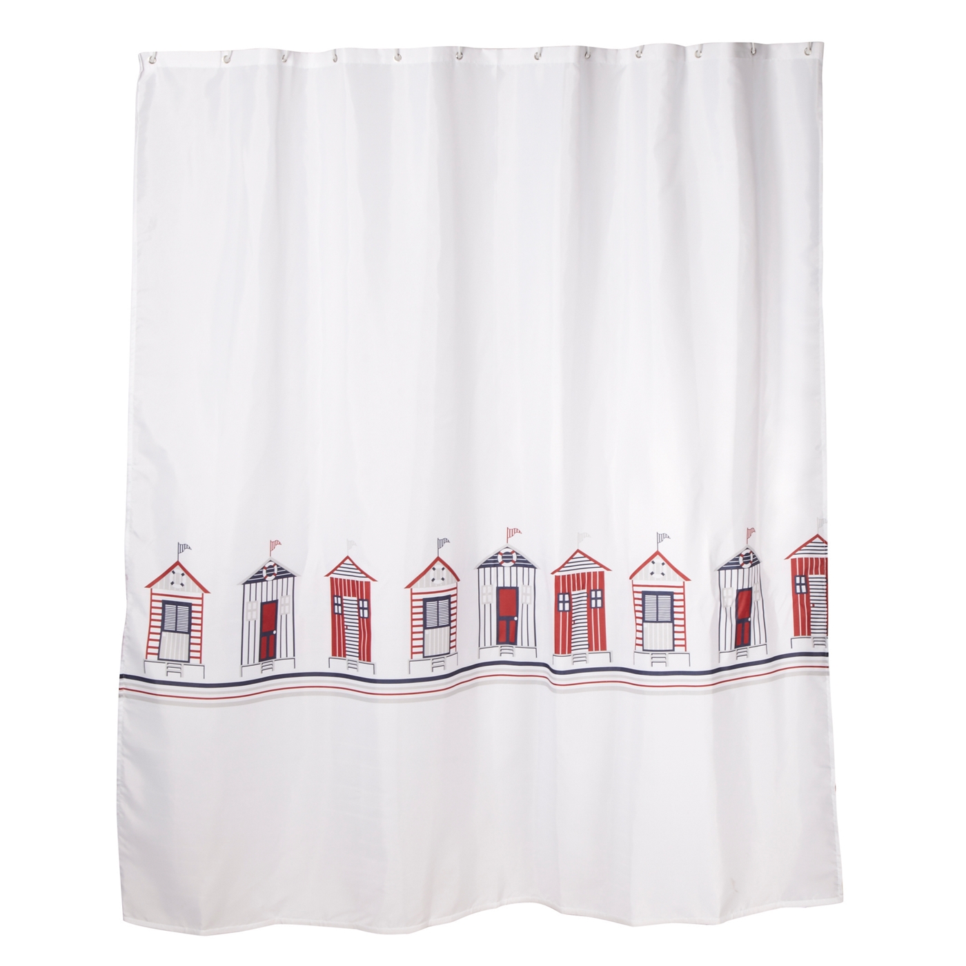 White 180 x 180cm beach huts shower curtain