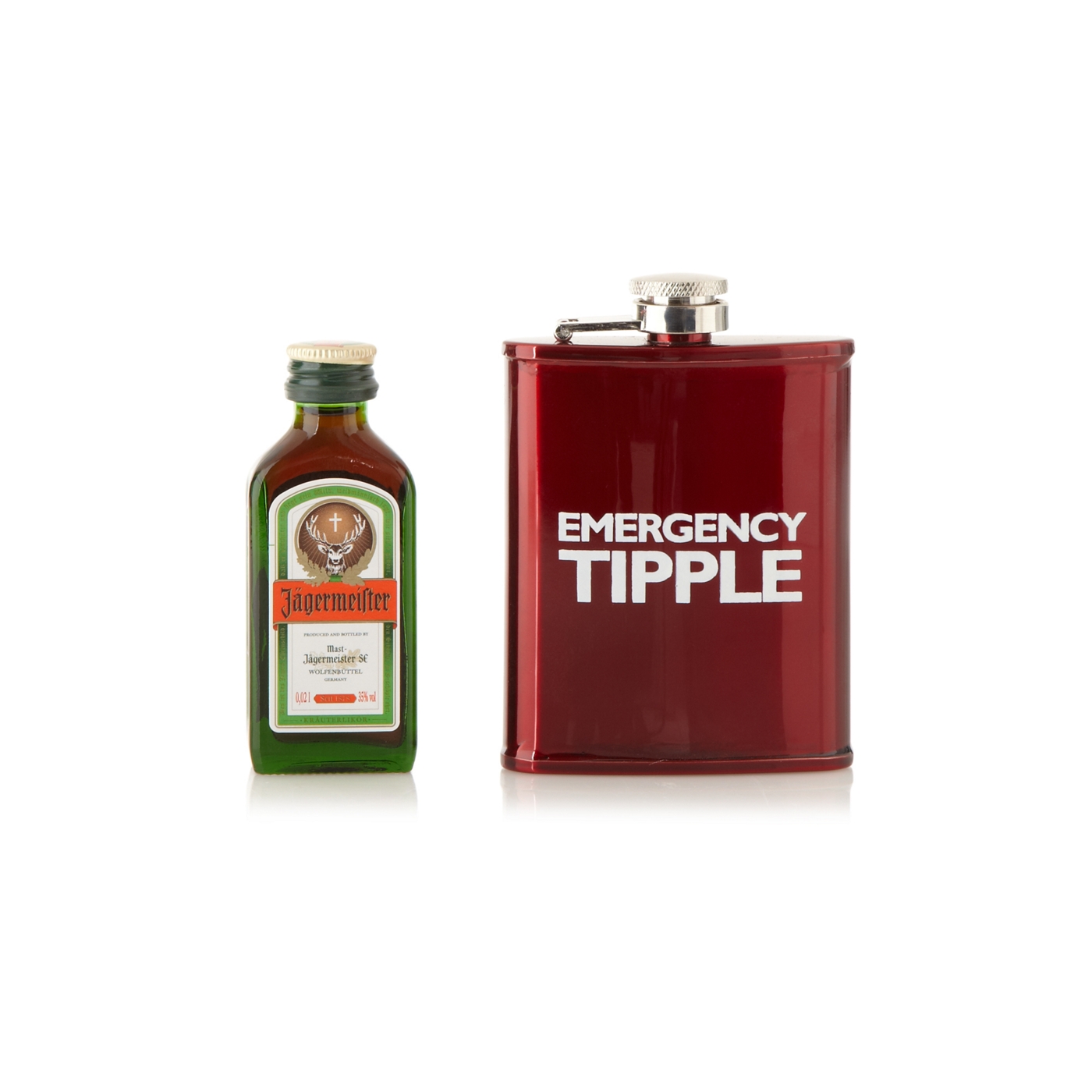 Red hip flask and Jagermeister