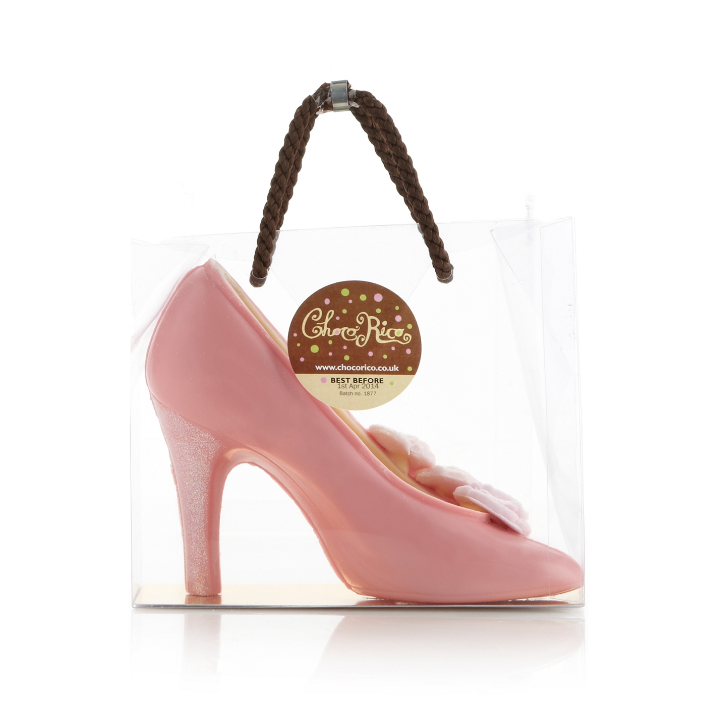 Choco Rico Large pink floral trim chocolate shoe