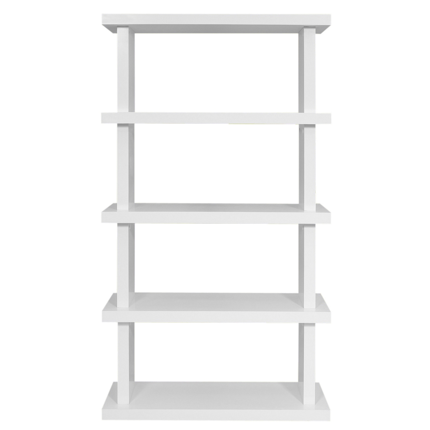 White Nash gloss 5 shelf bookcase